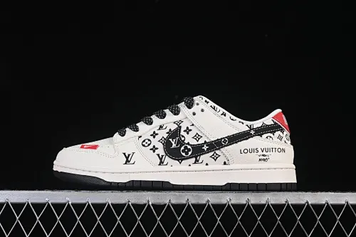 All categories Nk SB Dunk Series Nk SB Dunk Low High-end customized low-top sneakers Nike SB Dunk Low LV joint beige black and red print Anniversary high-end customized low-top casual sneakers HT5088-607